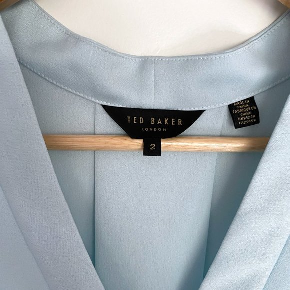 TED BAKER LONDON Powder Blue Polyester Sleeveless Top - Size 2 - Picture 2 of 3